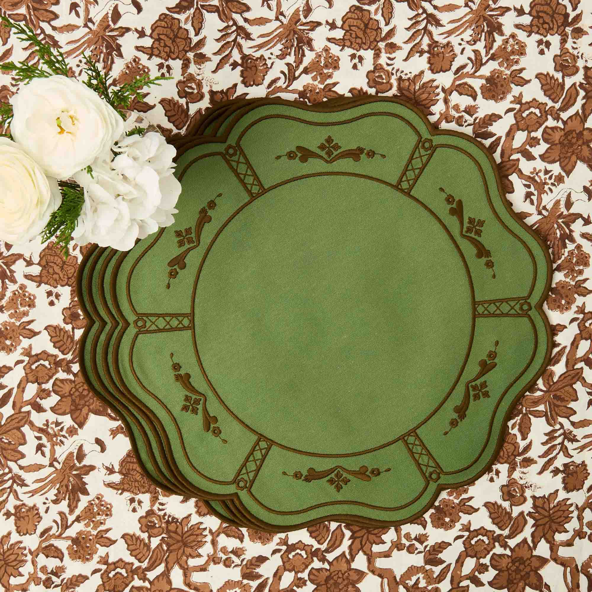 Doris Green & Chocolate Placemats (Set of 4)