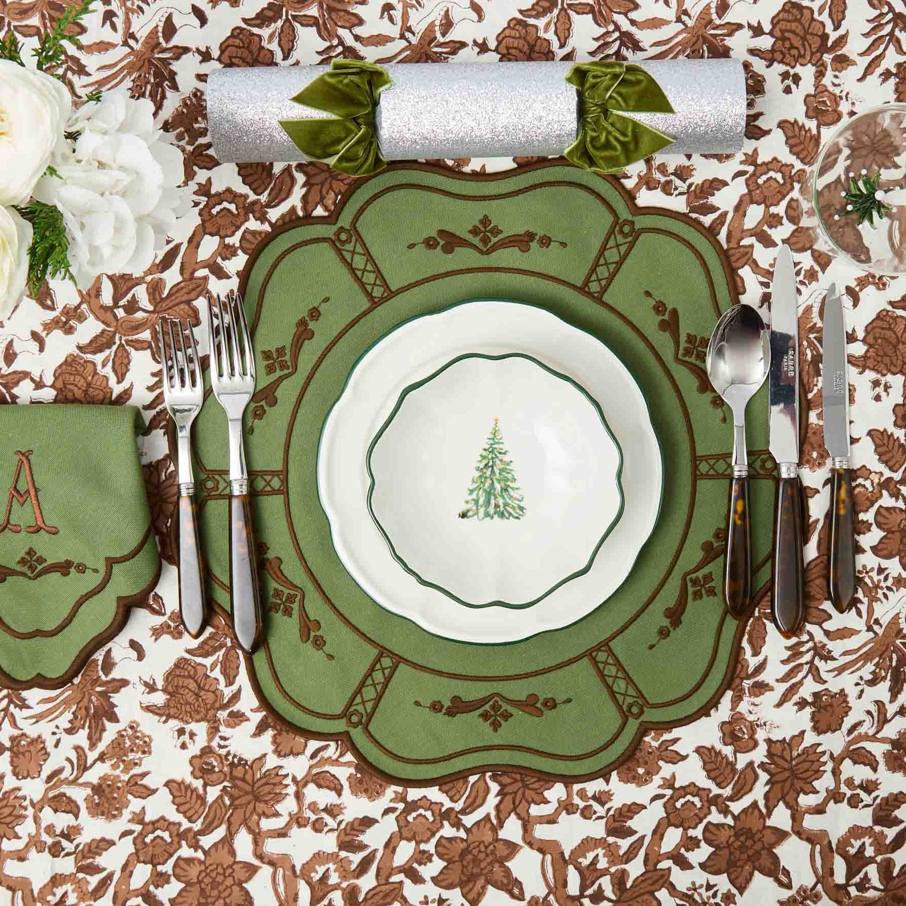 Doris Green & Chocolate Napkins (Set of 4)