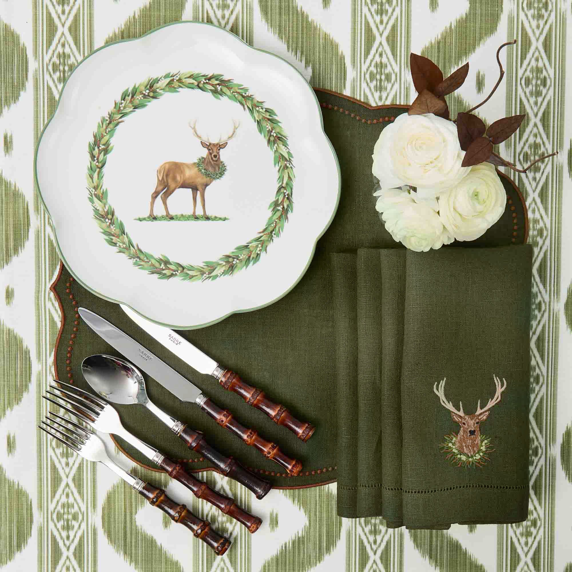 Olive Green Ikat Tablecloth