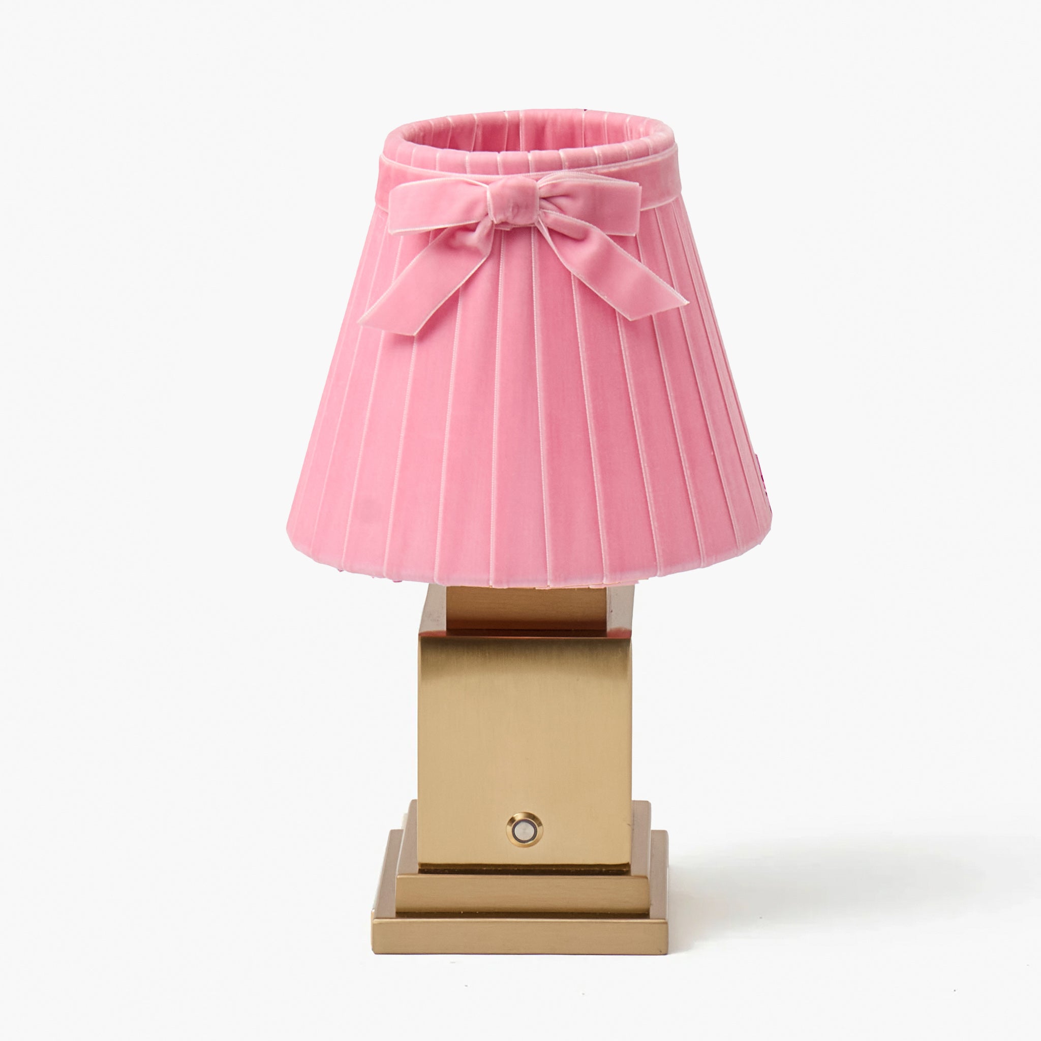 Square Rechargeable Lamp with Pink Velvet Bow Shade (18cm)