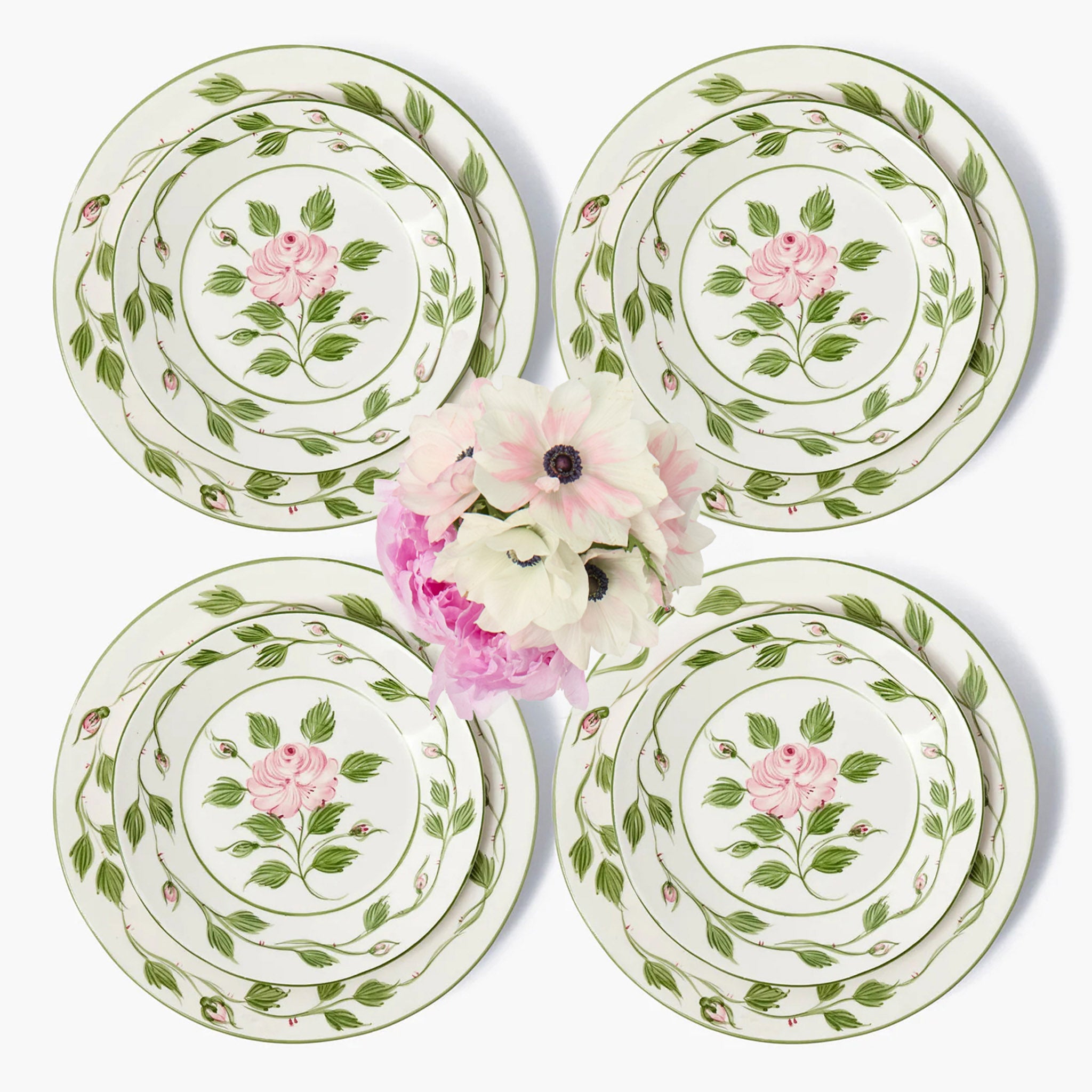 Rose Bud Dinner & Starter Plates (Set of 8)