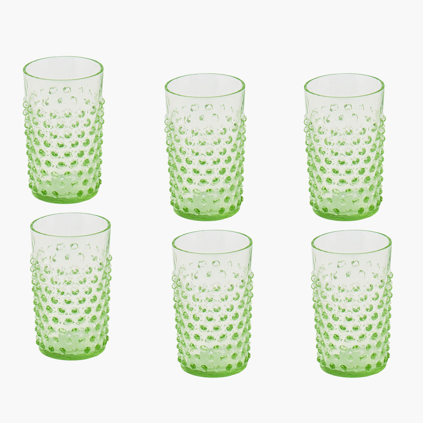 Emerald Hobnail Glasses (Set of 6)