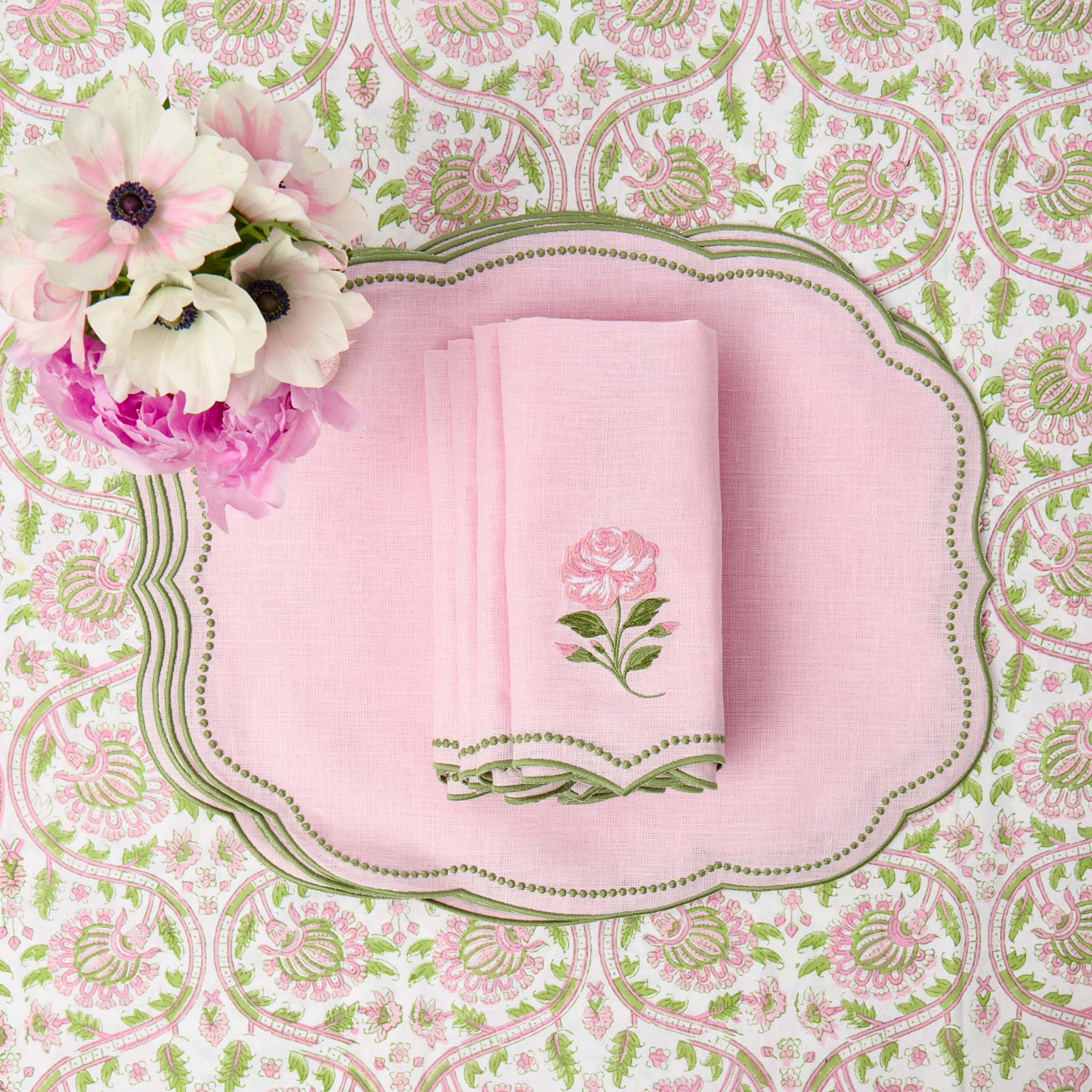 Pink & Green Agatha Tablecloth