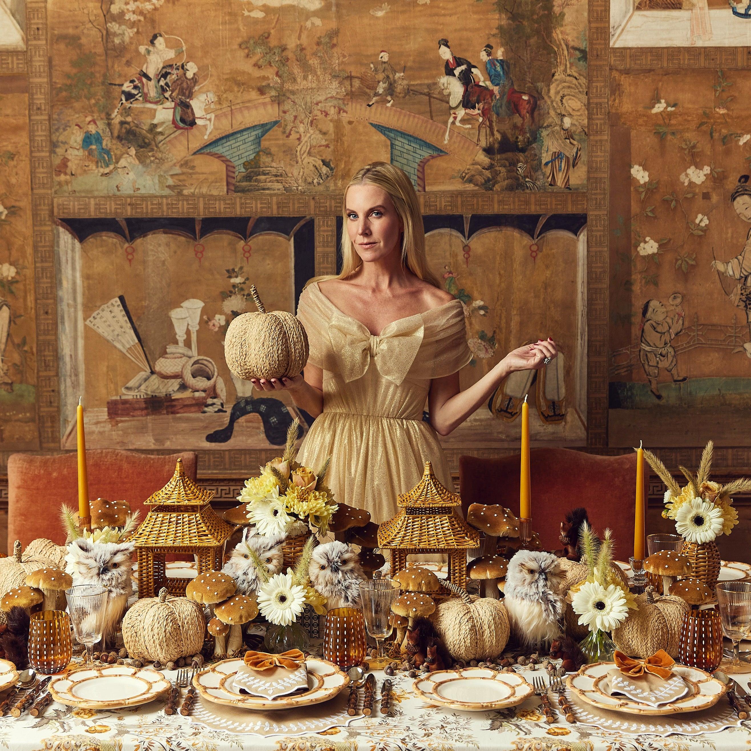 Add rustic charm with the Raffia Pumpkin Trio.