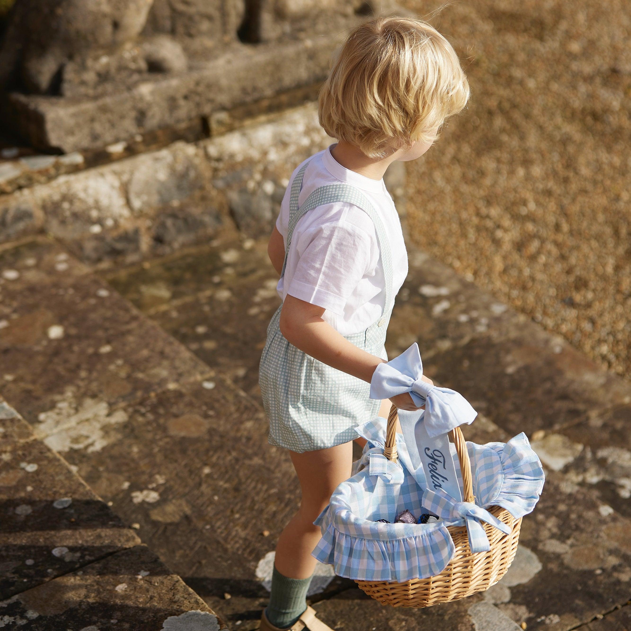 Blue Gingham Basket - Mrs. Alice