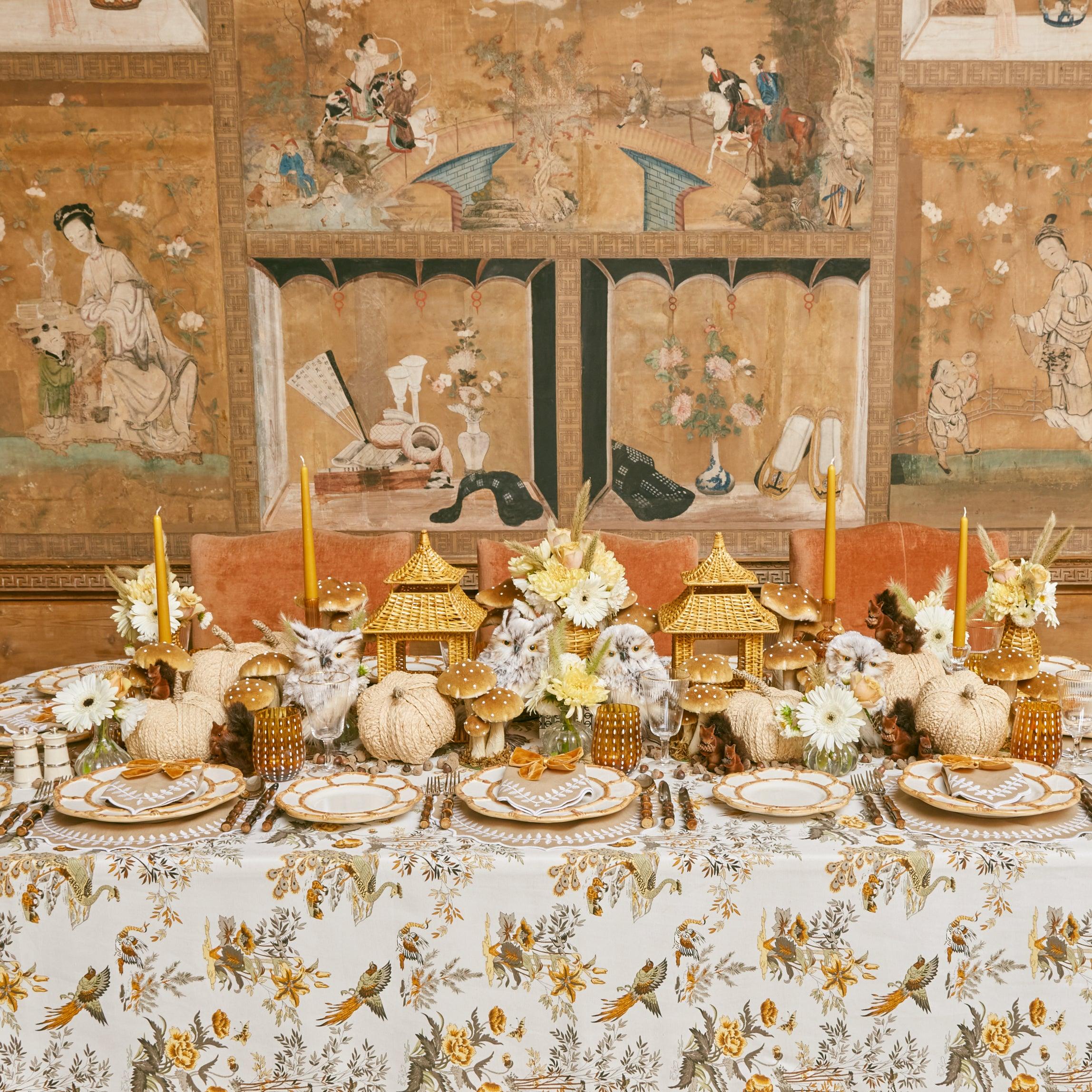 Trio of Raffia Pumpkins: Whimsical fall decor.