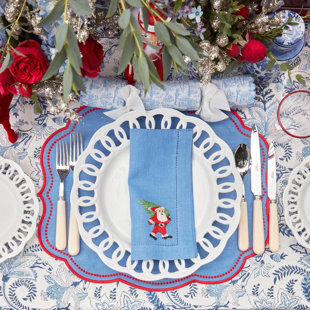 Eloise Blue & Red Placemats & Father Christmas Napkins (Set of 4) - Mrs. Alice