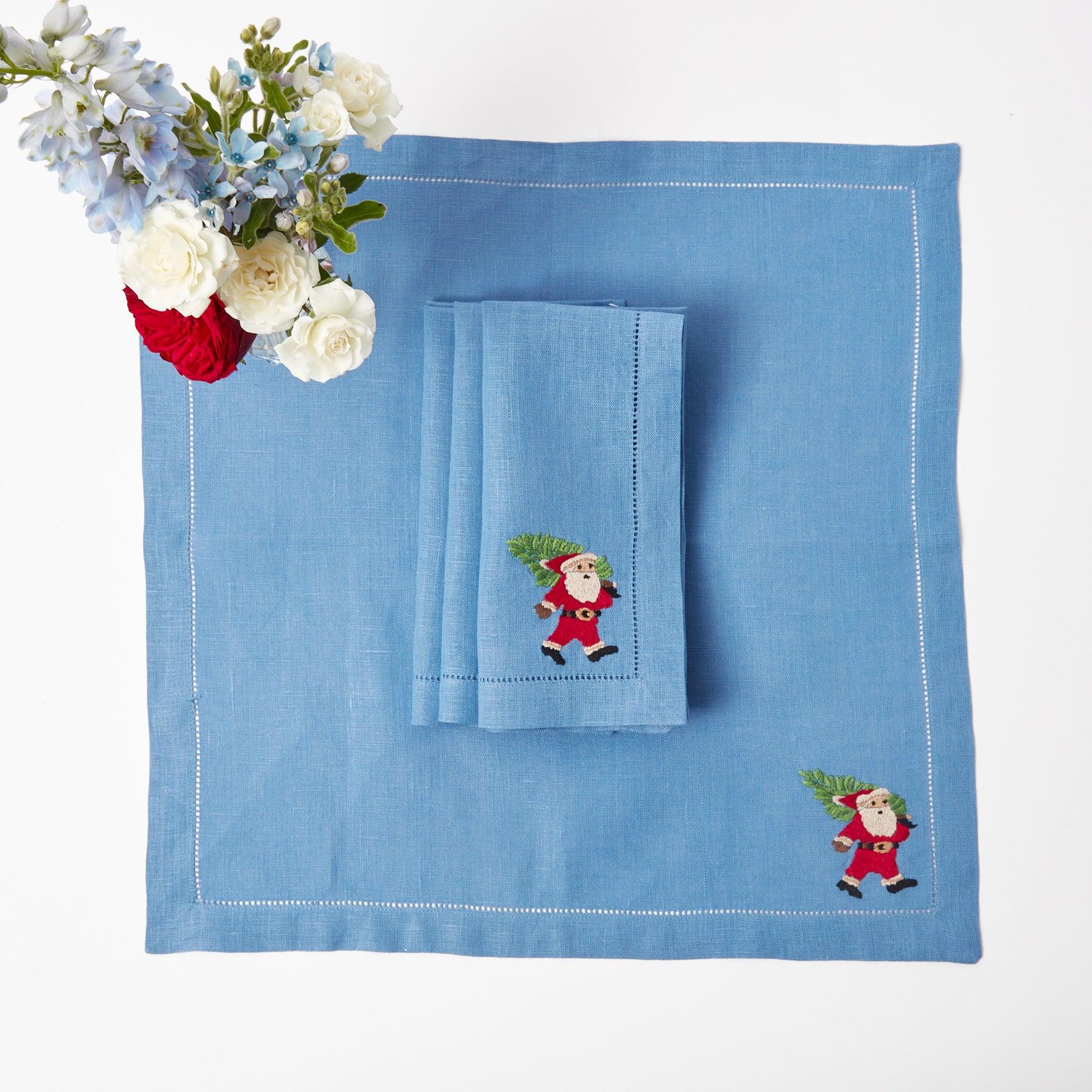 Eloise Blue & Red Placemats & Father Christmas Napkins (Set of 4) - Mrs. Alice