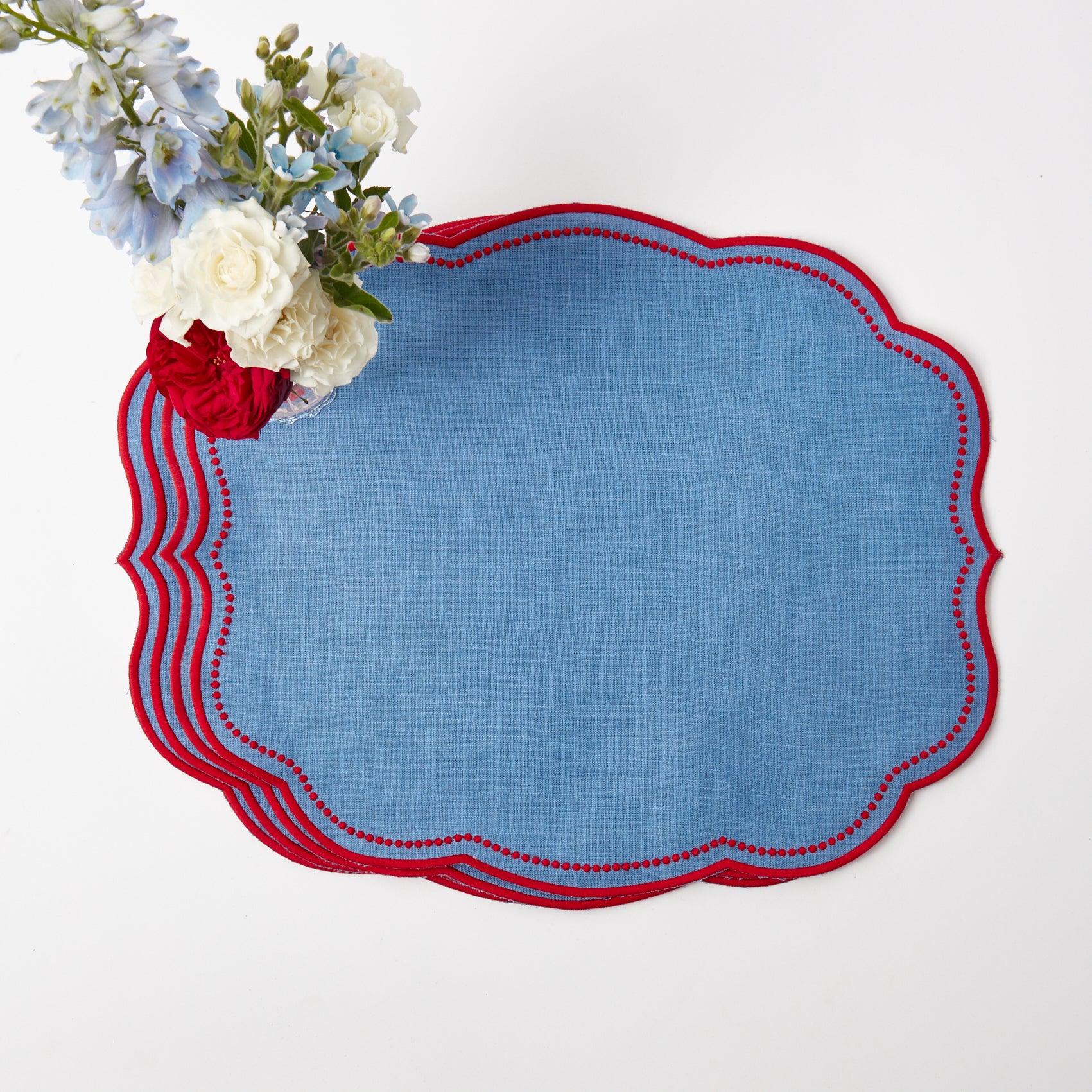Eloise Blue & Red Placemats & Father Christmas Napkins (Set of 4) - Mrs. Alice