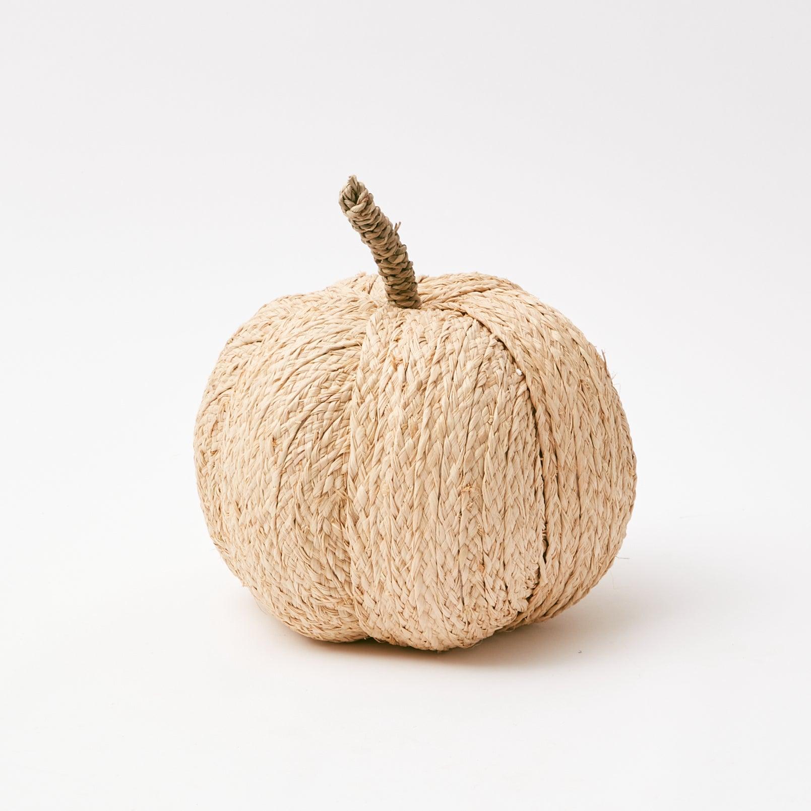 Rustic charm: Raffia Pumpkin Family ensemble.