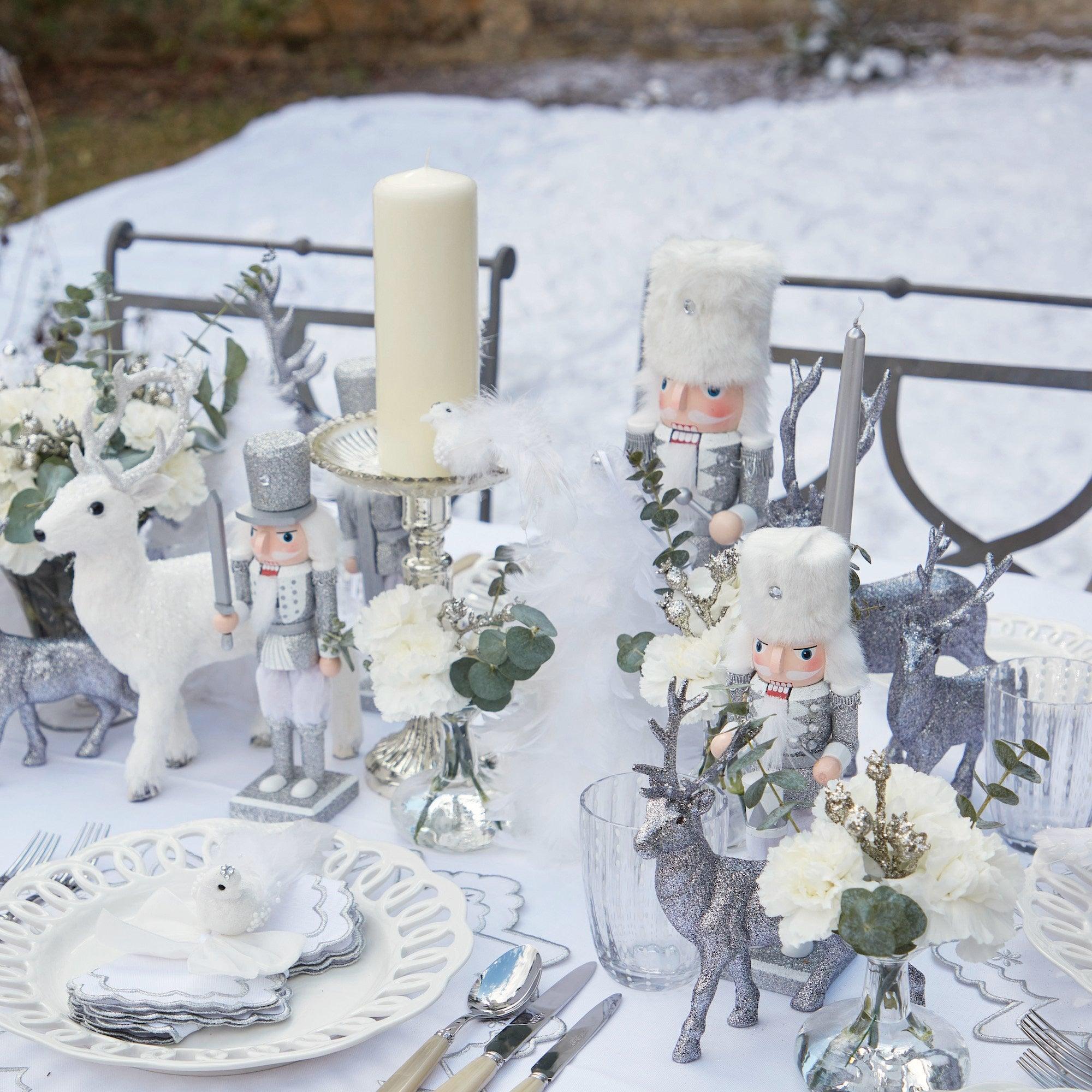 Large Silver Glitter Nutcracker Trio - Mrs. Alice