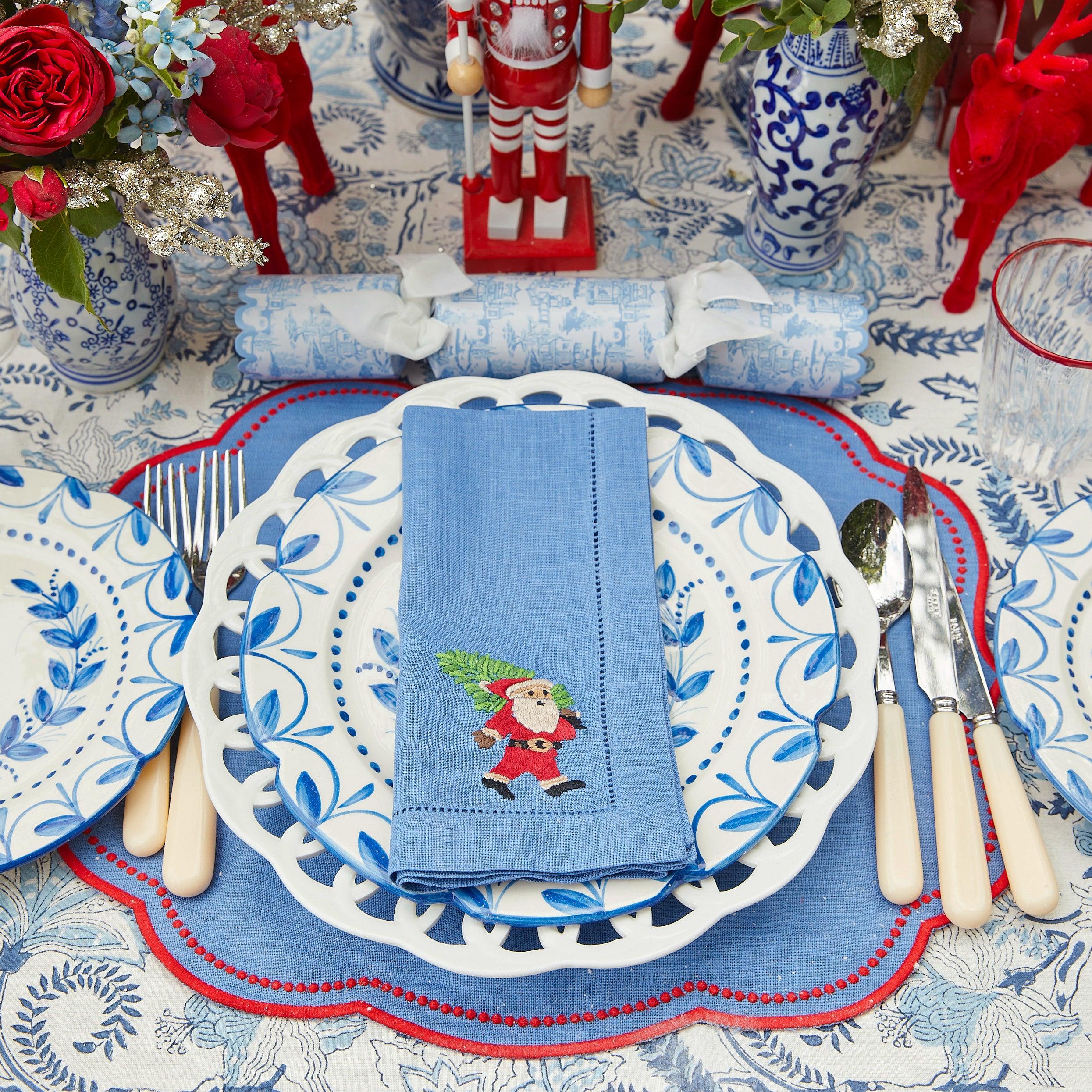 Eloise Blue & Red Placemats & Father Christmas Napkins (Set of 4) - Mrs. Alice