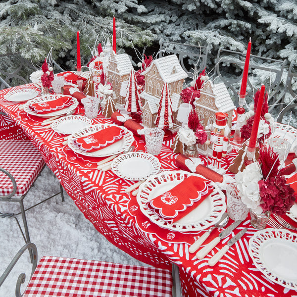 Red linen napkins perfect for adding a touch of holiday cheer to your table.