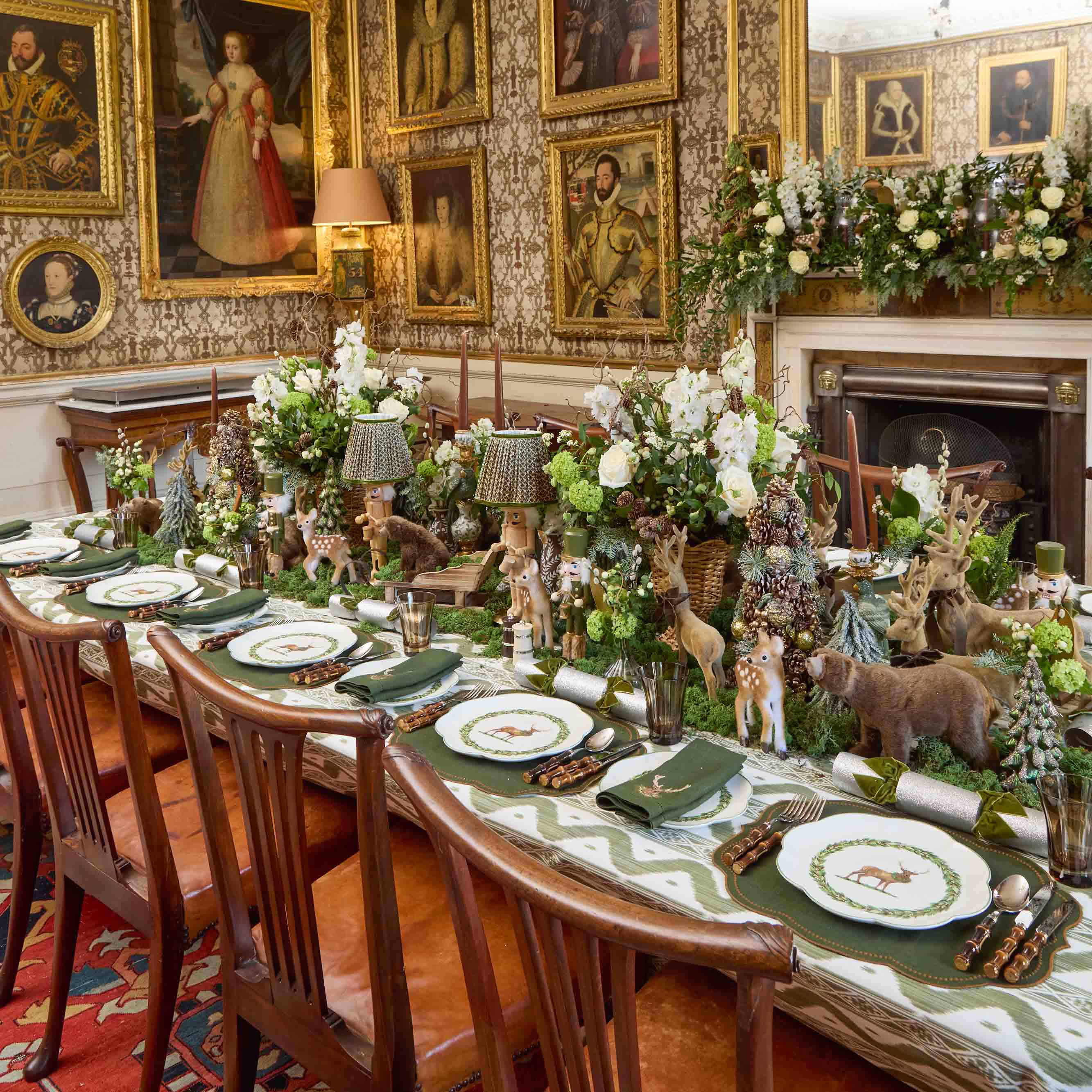 Pair of Nutcracker Rechargeable Lamp with Chocolate & Olive Lotus Shades (18cm)