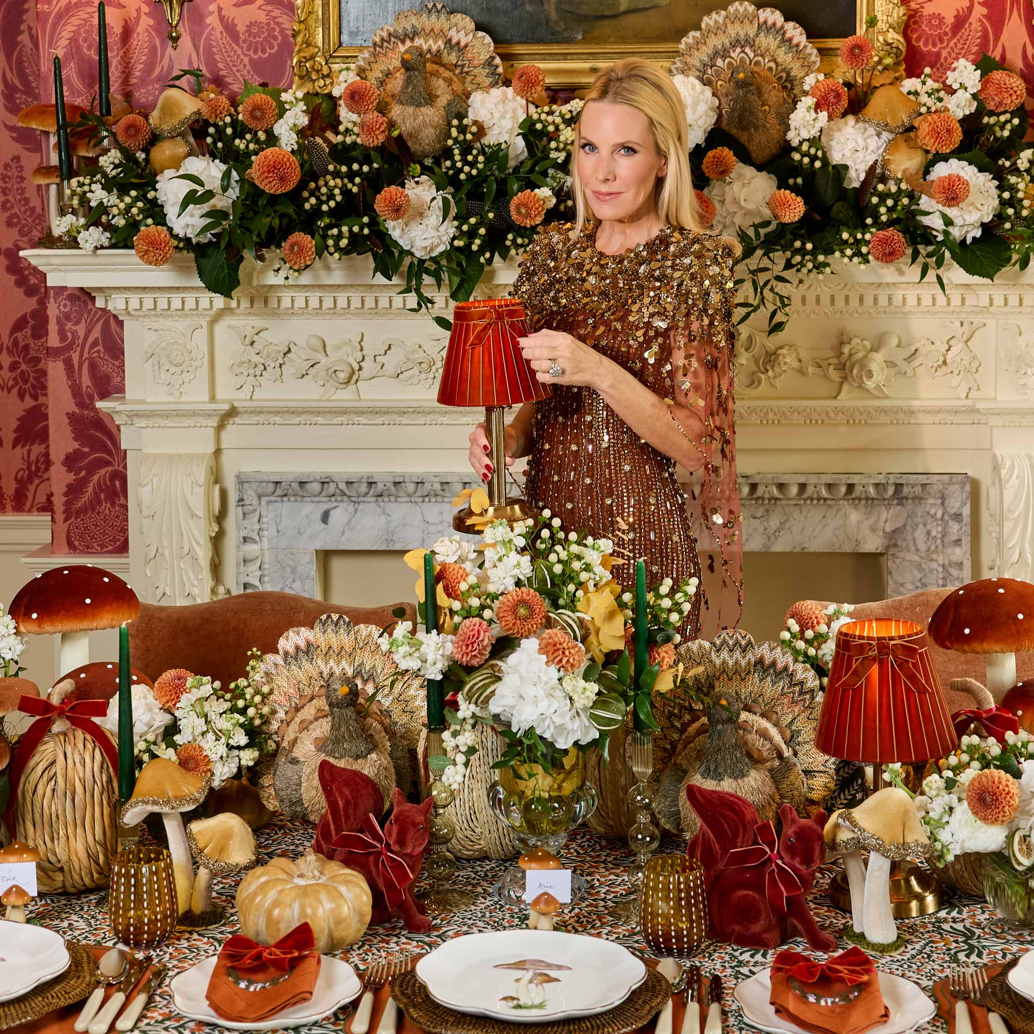 Burnt Orange Velvet Bow Lampshade (18cm)