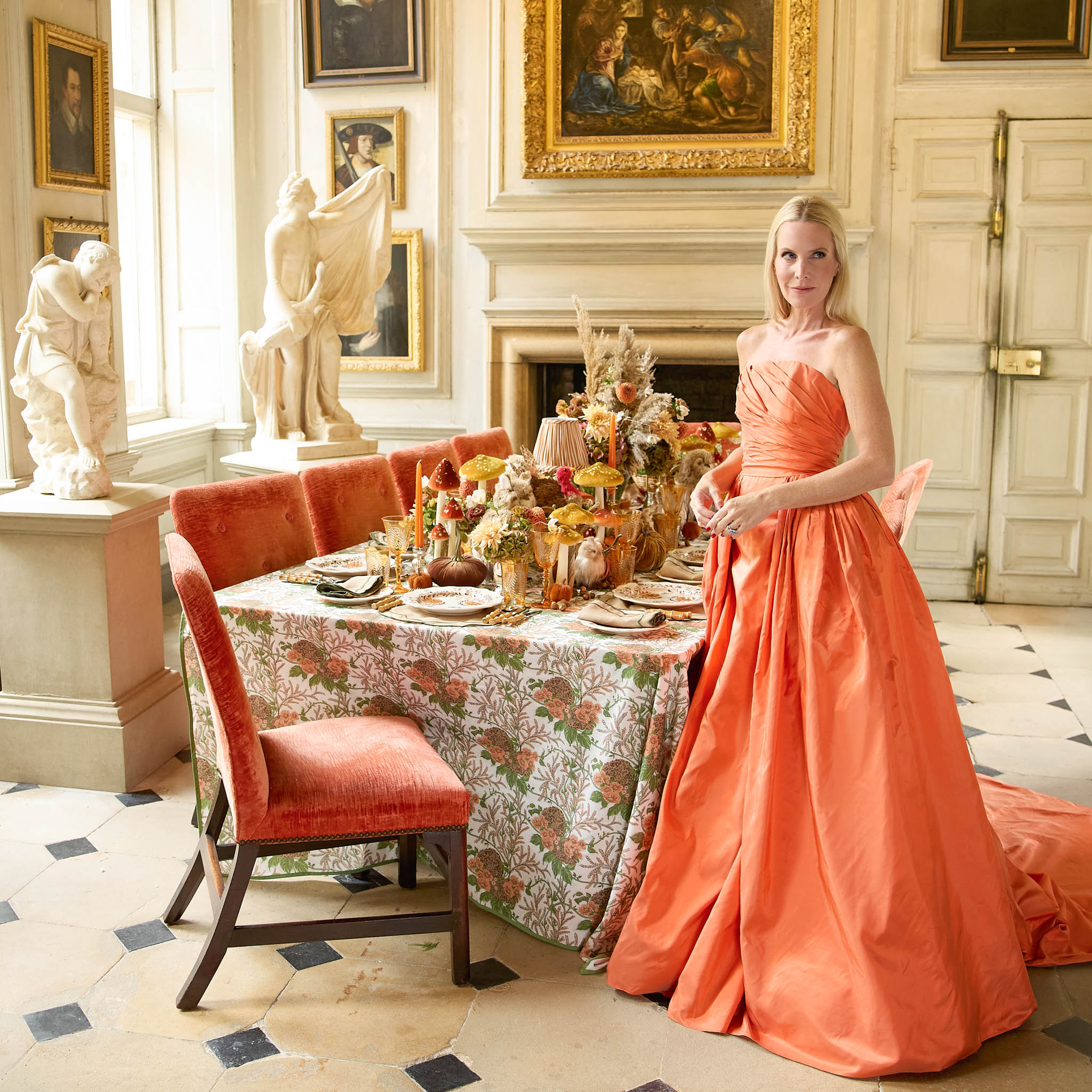 Brigitte Amber Garland Engraved Glasses (Set of 4)