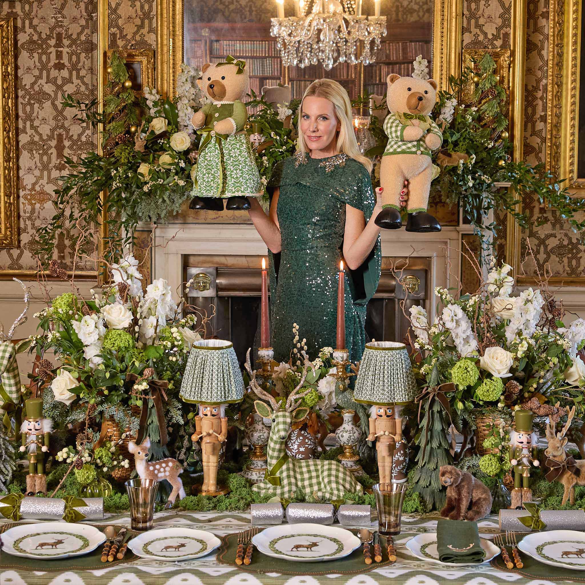 Large Green Gingham Mama & Papa Bears (Pair)