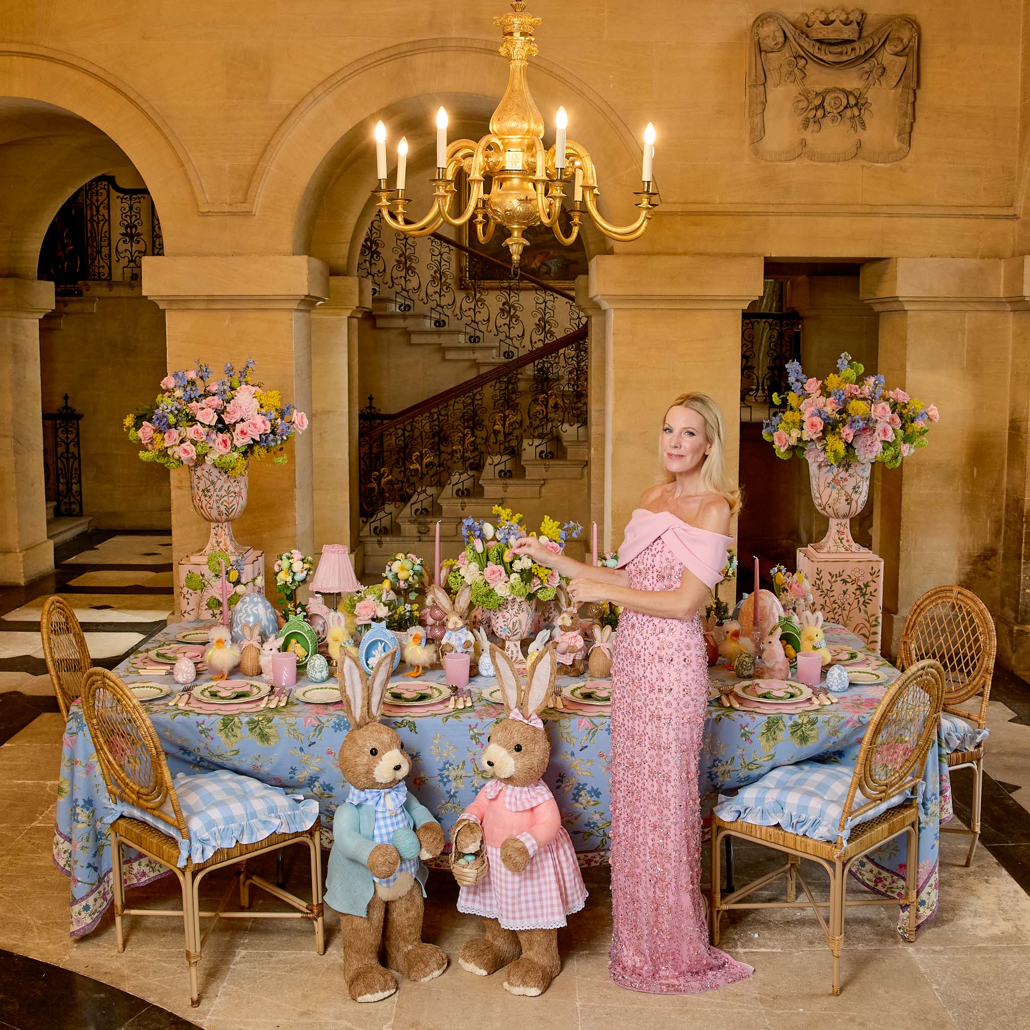 Pink Chinoiserie Tole Urn & Pedestal