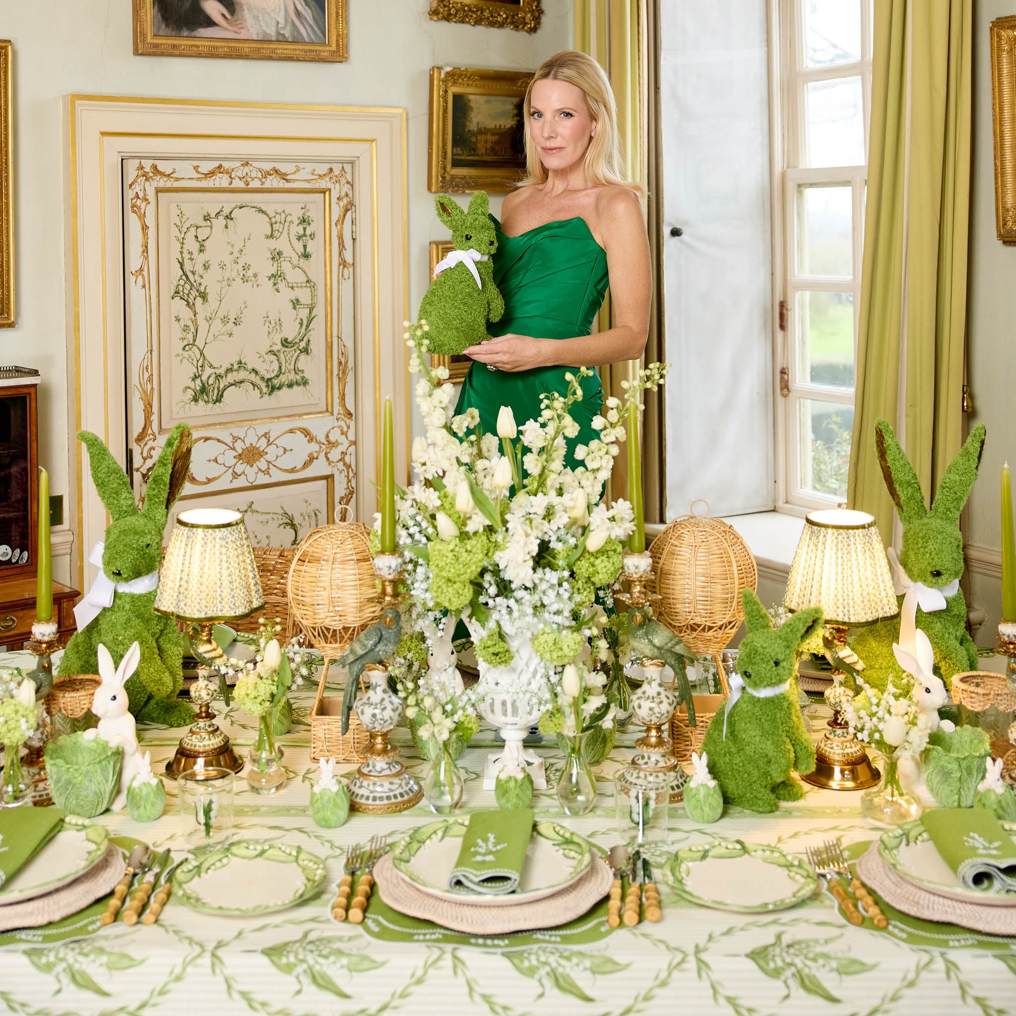 Olive Green Parrot Candle Holder Set