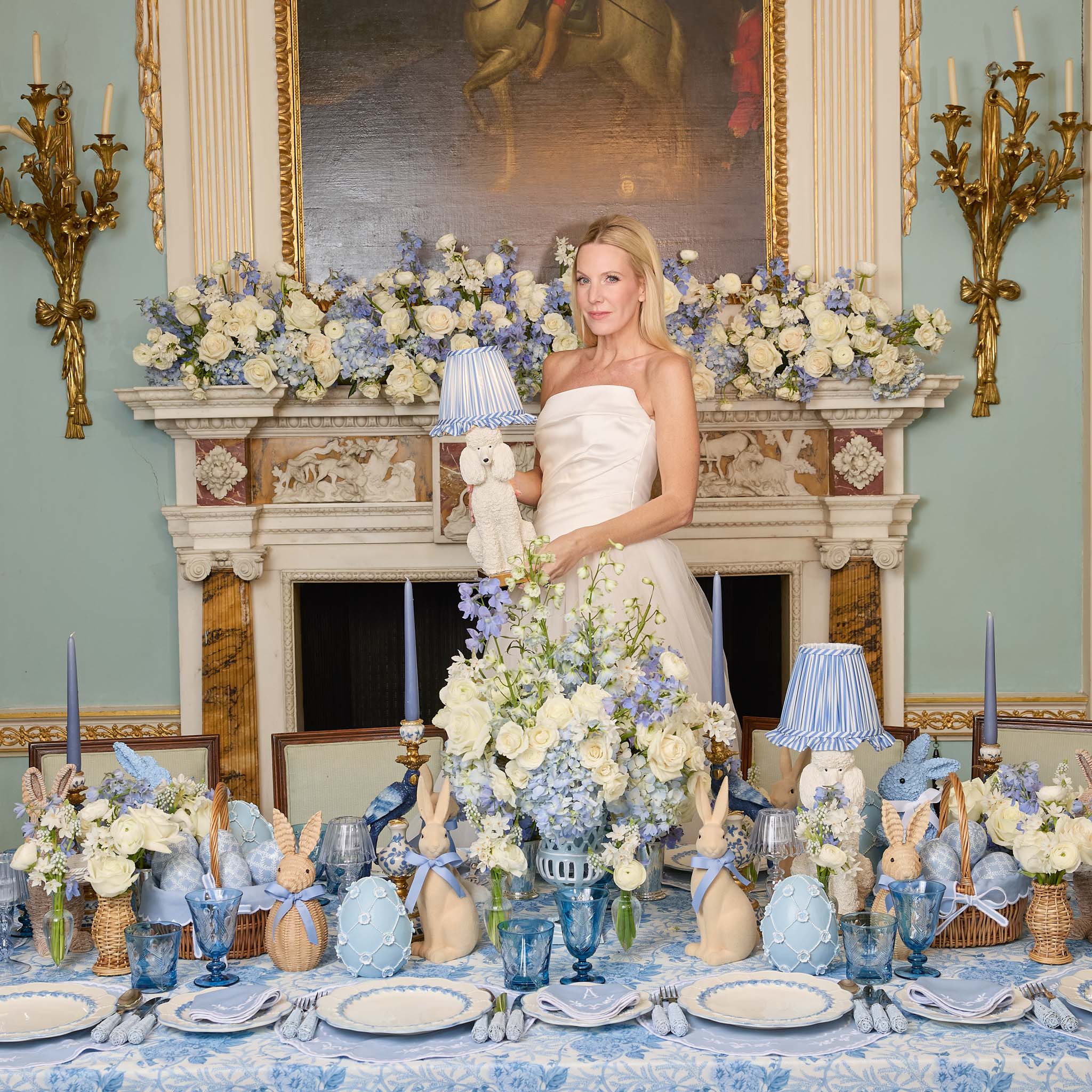 Blue Striped Ruffle Lampshade (18cm)