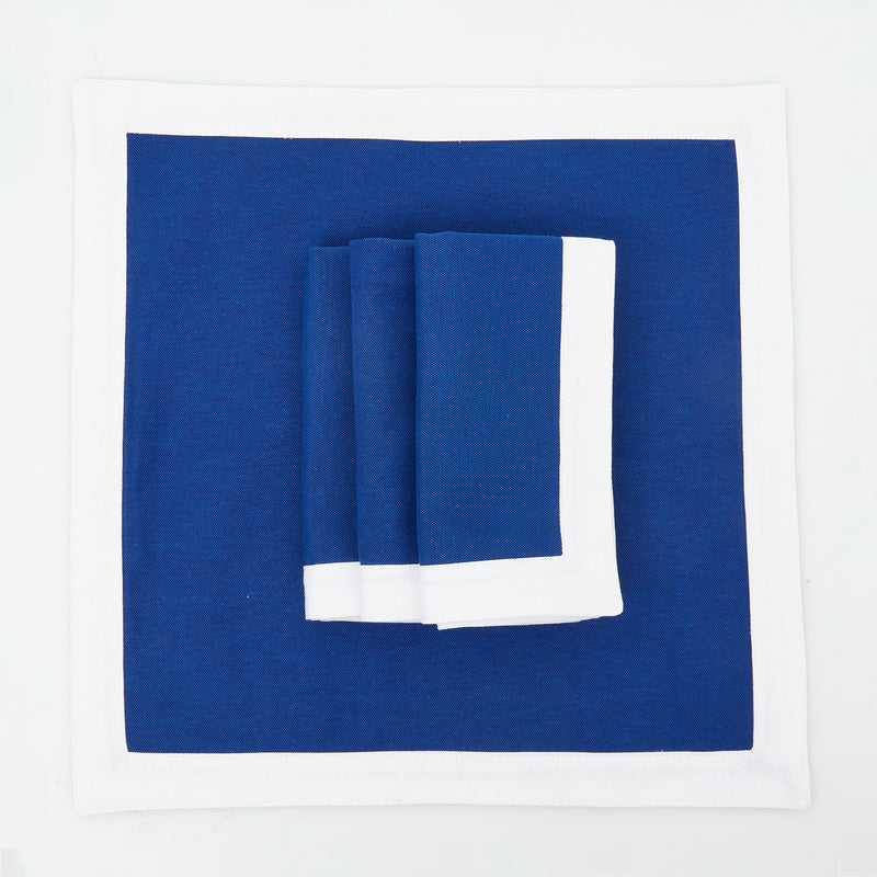 Alex Navy & White Appliqué Napkins (Set of 4)