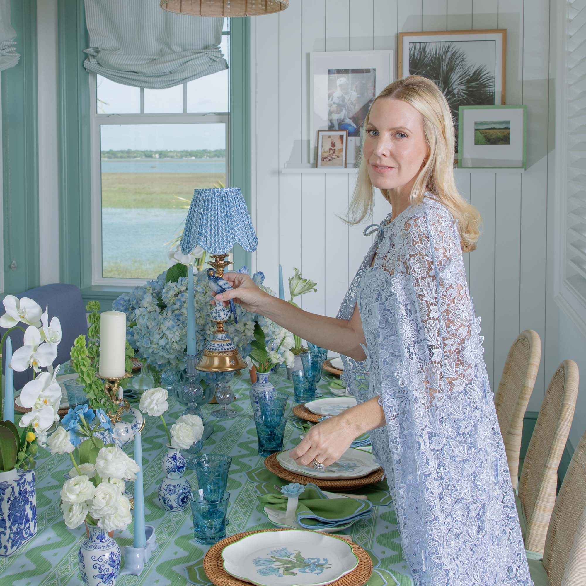 Blue Lotus Deep Scallop Lampshade (18cm)