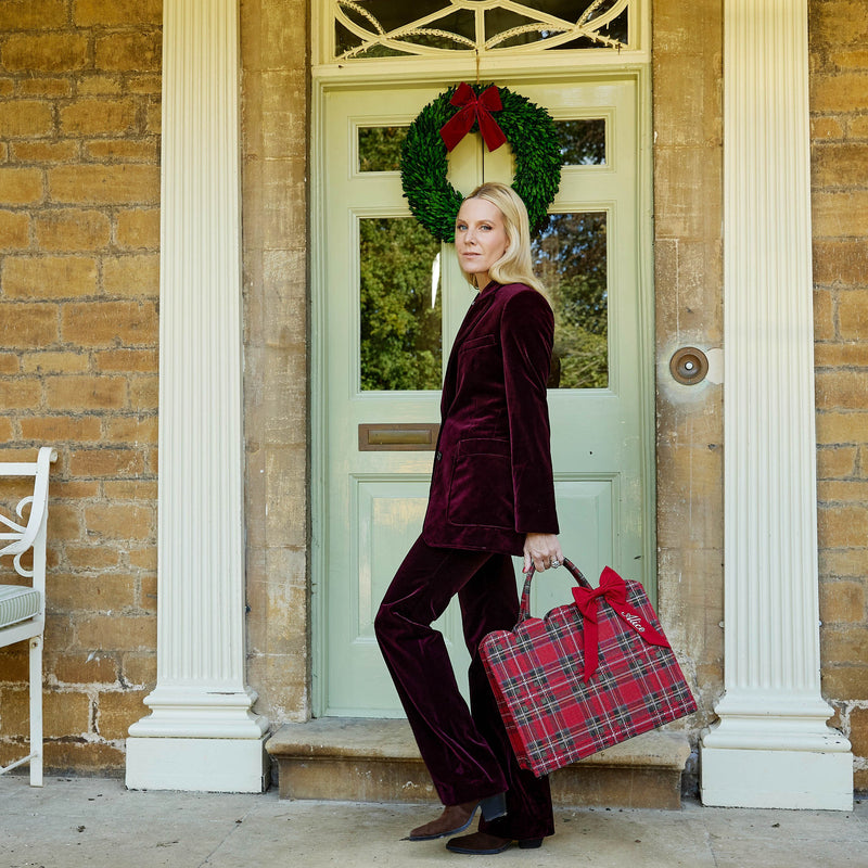 Personalize your style with the Mrs. Alice Tote Bag (Red Tartan) and a customized bow.