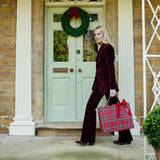 Add your personal flair to the classic Mrs. Alice Tote Bag (Red Tartan) with a custom bow.
