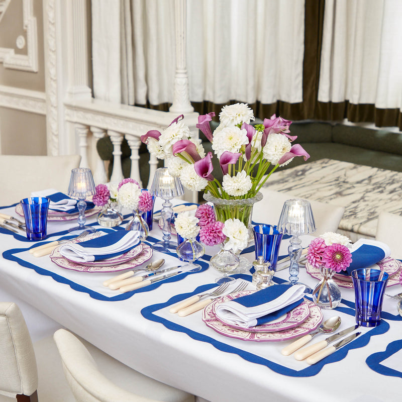 Four Positano glasses in a deep and alluring royal blue color.