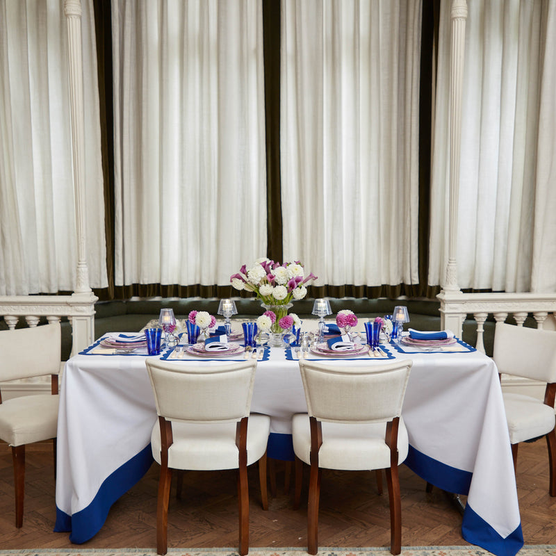 Alex White & Navy Appliqué Tablecloth
