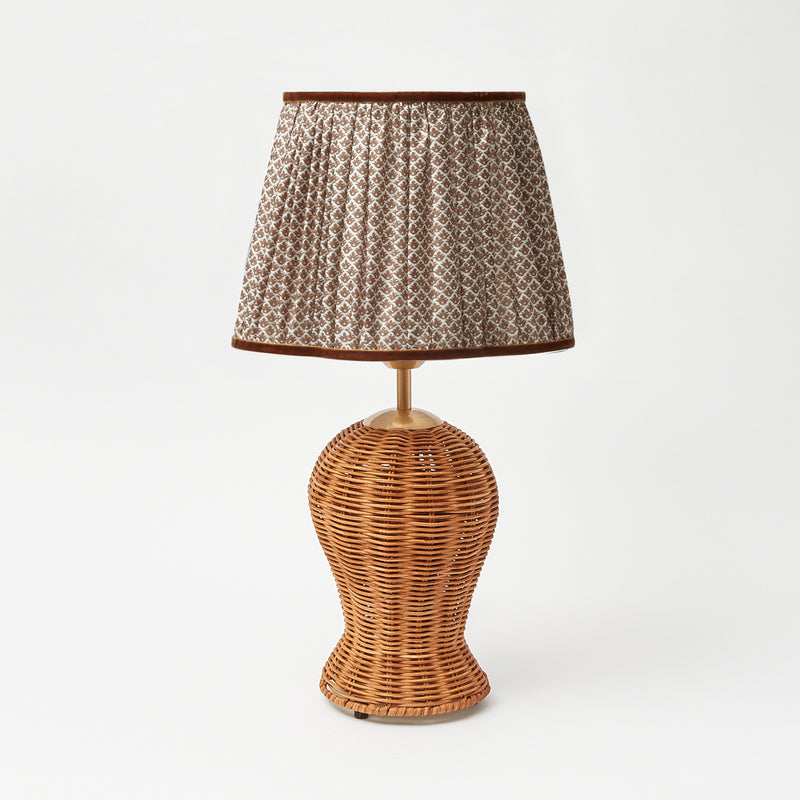 Rattan Blanche Lamp with Chocolate Brown Lampshade (30cm)