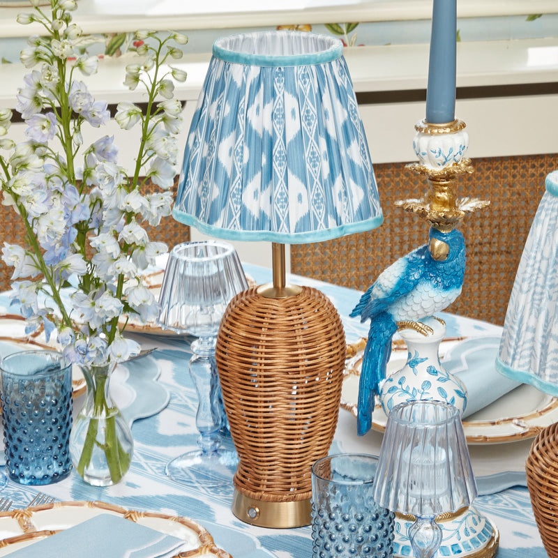 Soft Blue Ikat Scalloped Lampshade (15cm)