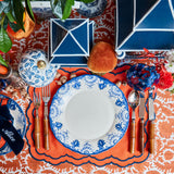 Four dinner plates adorned with the sophisticated Blue Deauville pattern.