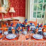 Cloth for tables displaying charming pheasant motifs in burnt orange tones.