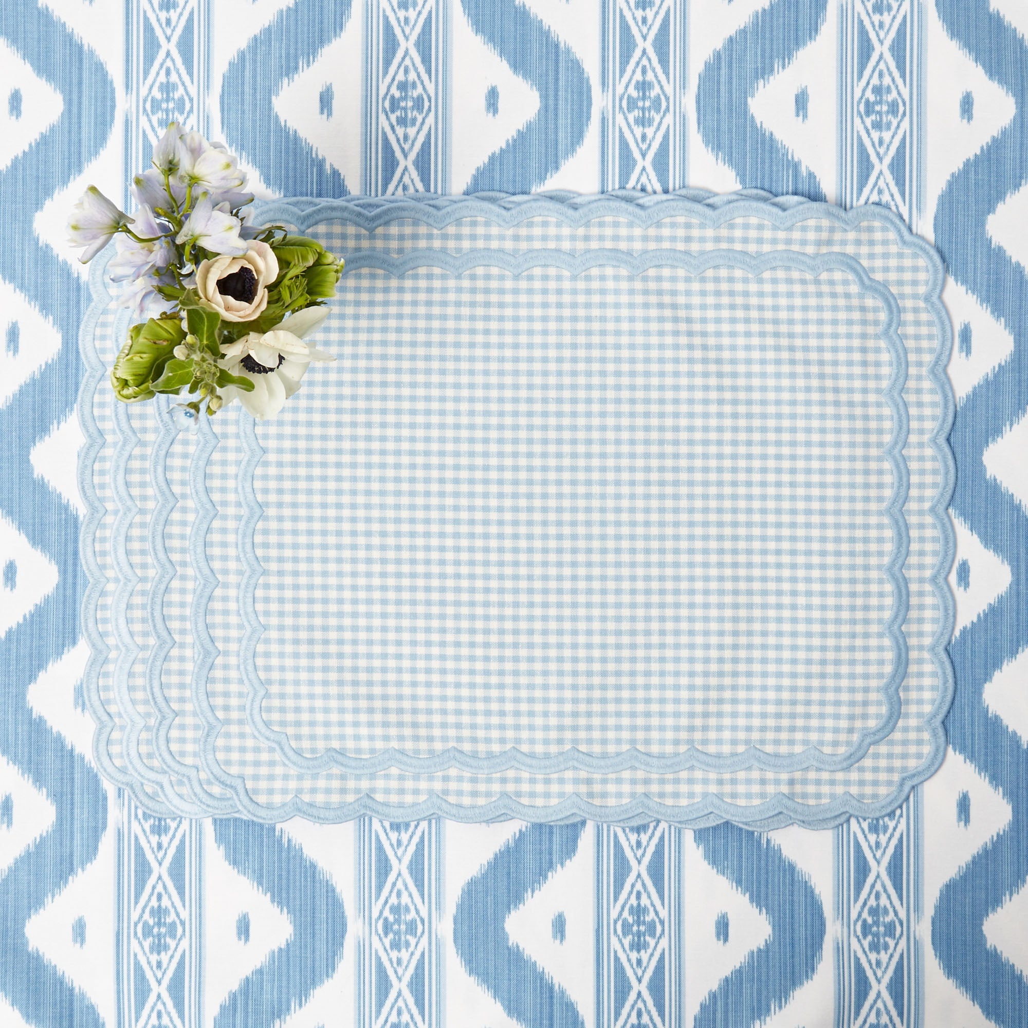 Isla Blue Gingham Placemats (Set of 4) Mrs. Alice