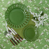 Green Lace Dinner & Starter Plates (Set of 8)