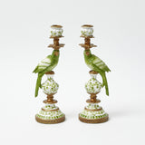 Small Green Parrot Candle Holders (Pair)