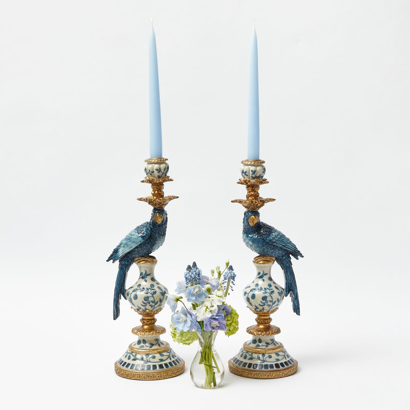 Blue Parrot Candle Holder (Pair) Mrs. Alice