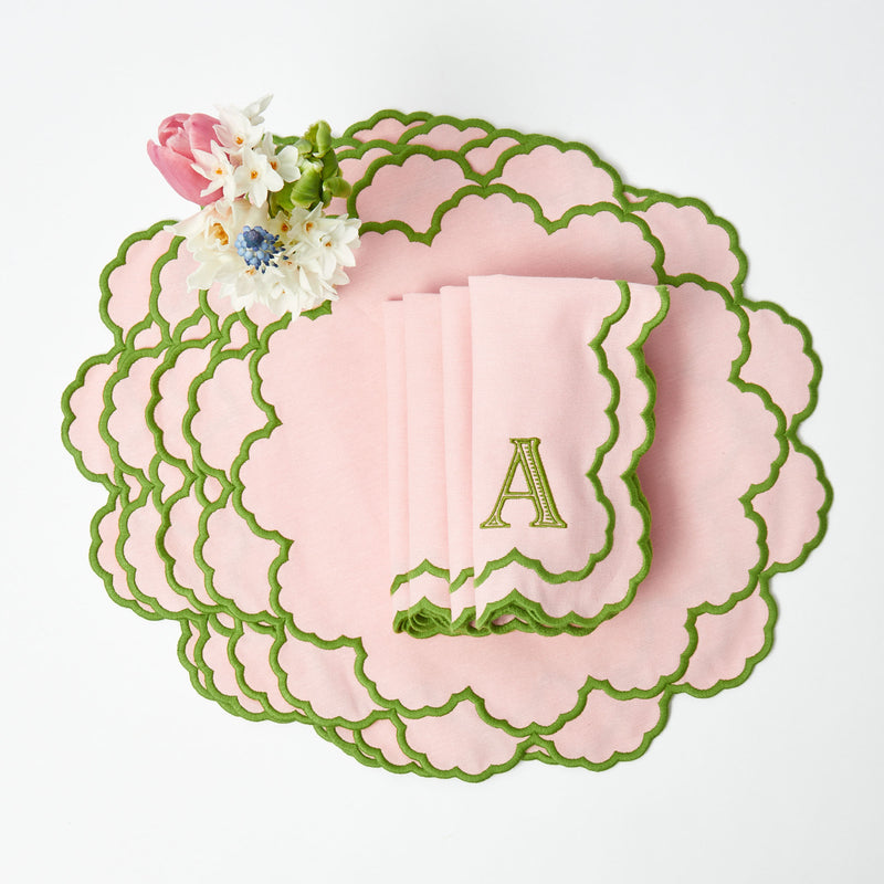Lily Pink & Green Placemats & Napkins (Set of 4)