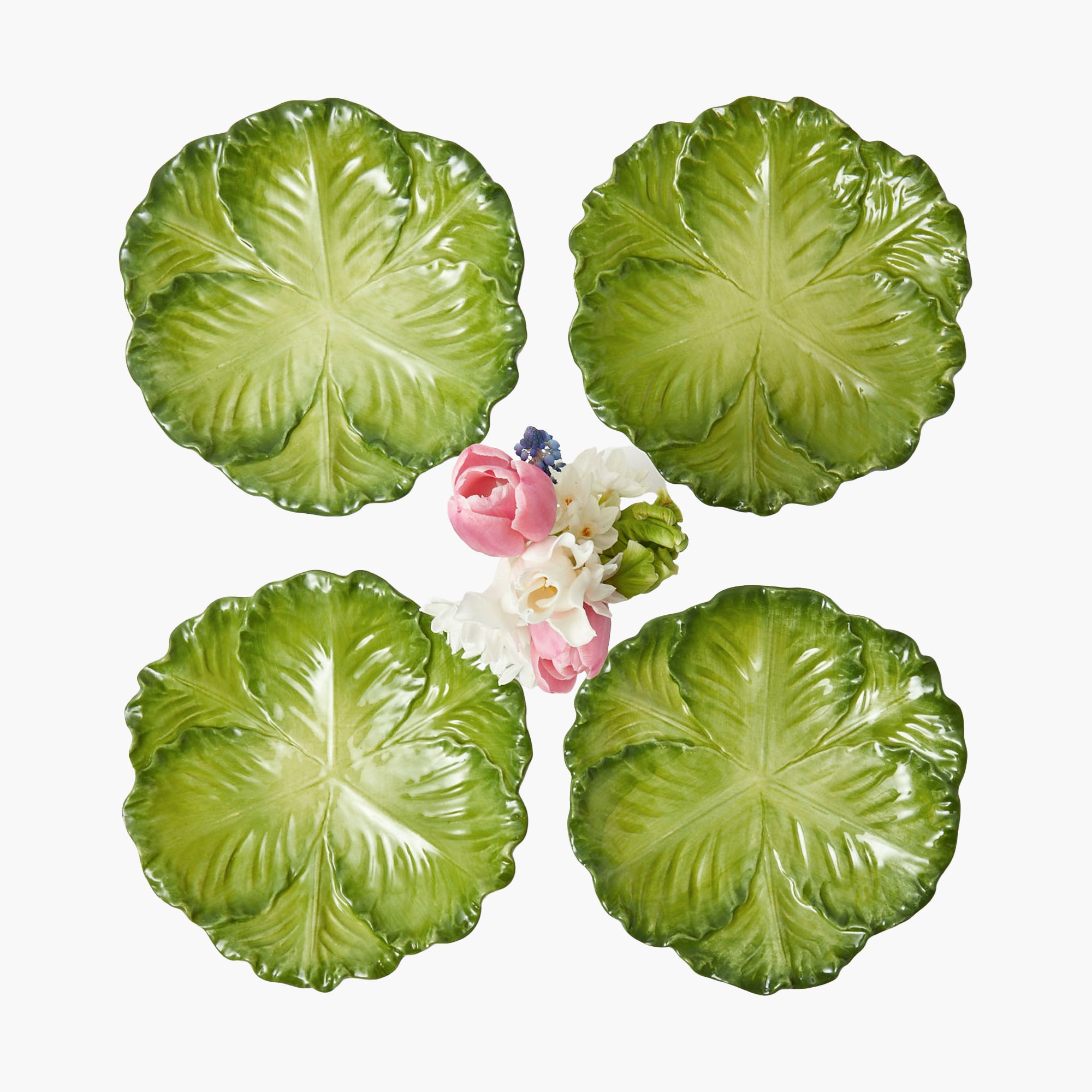 Green Serena Cabbage Starter Plates (Set of 4)