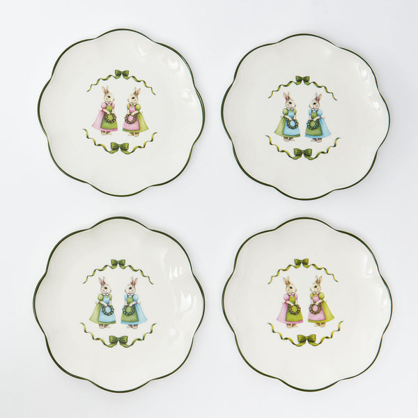 Blue & Pink Cottontail Bunny Dinner Plates (Set of 4)