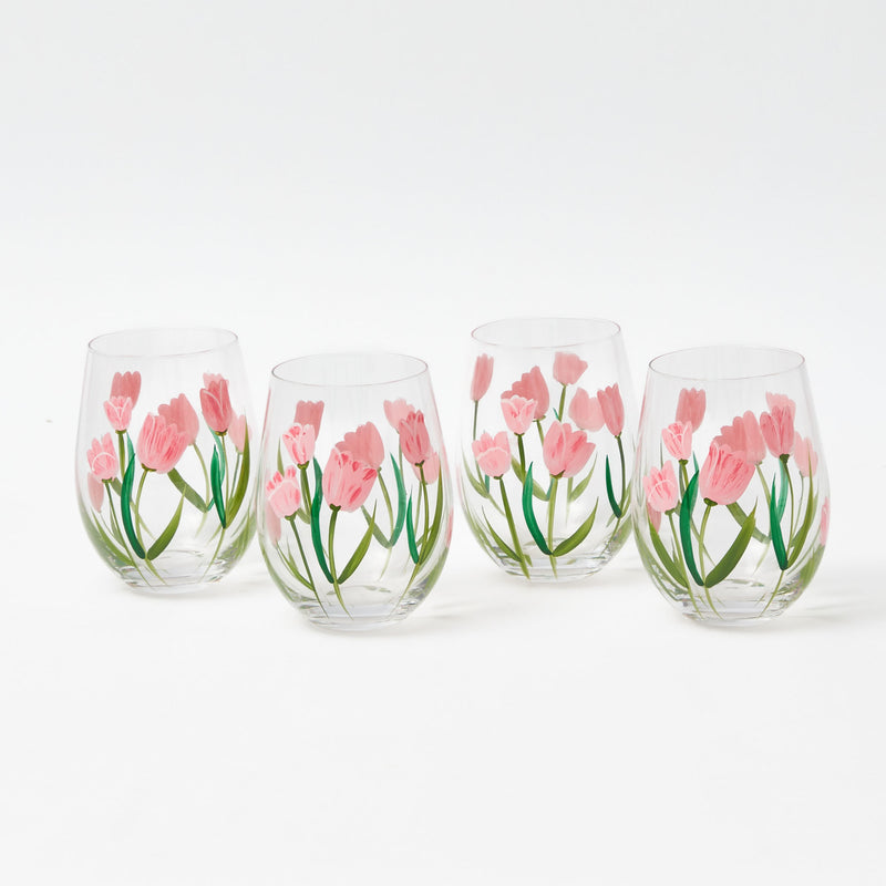 Spring Tulip Glasses (Set of 4)