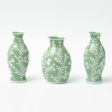 Soft Green Hand Painted Tole Bud Vases (Set of 3)
