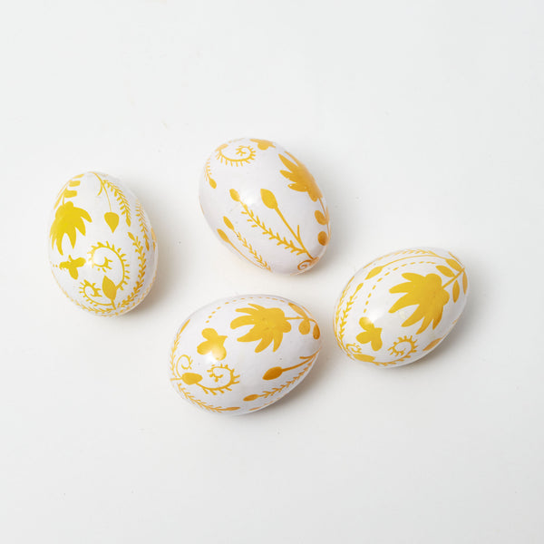 Hand Painted Yellow Eggs (Set of 4)