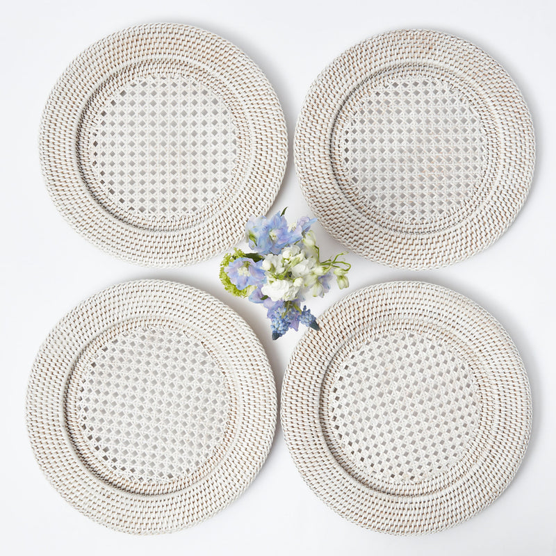 White Rattan Charger Plates (Set of 4)
