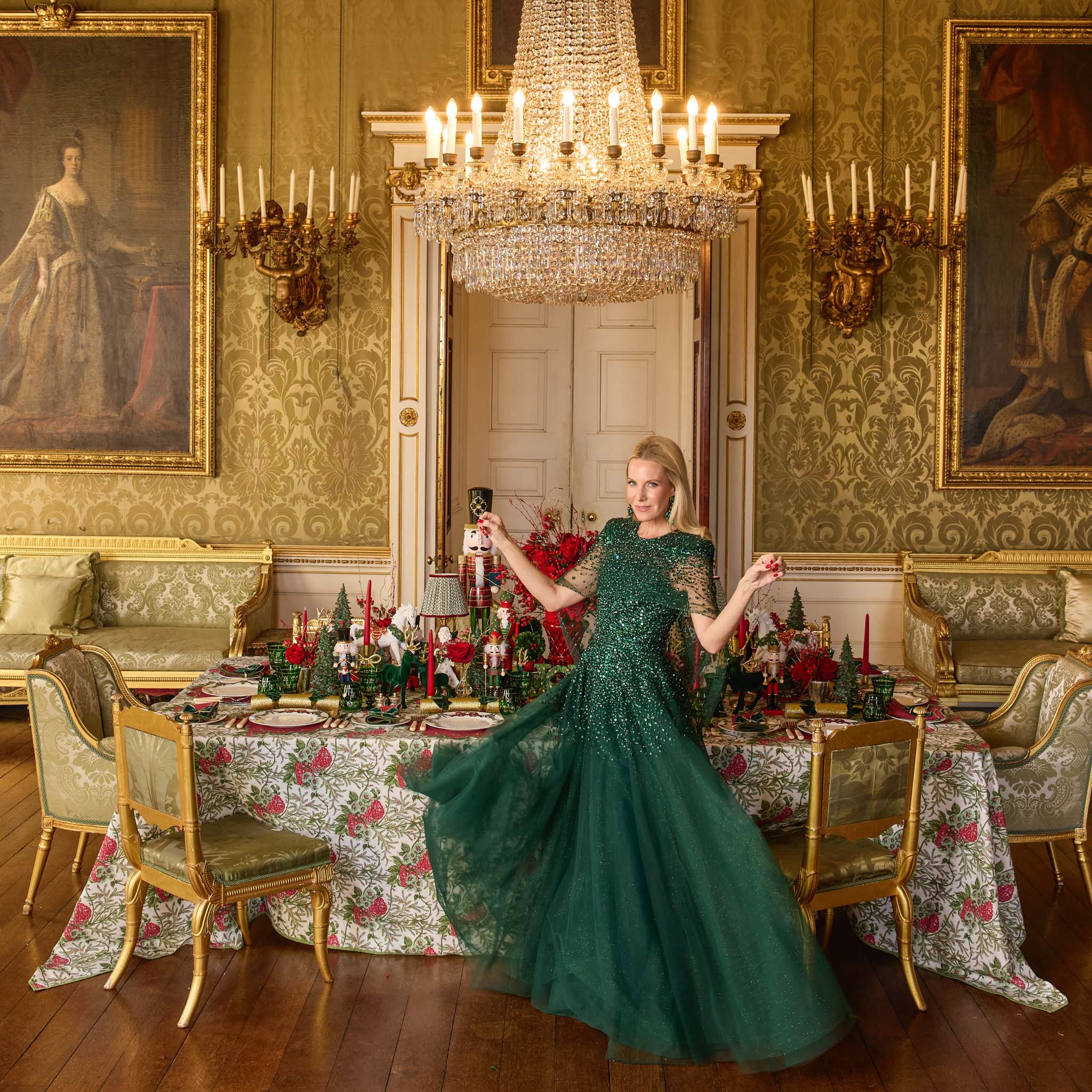 Red & Green Lady Isabella's Garden Tablecloth