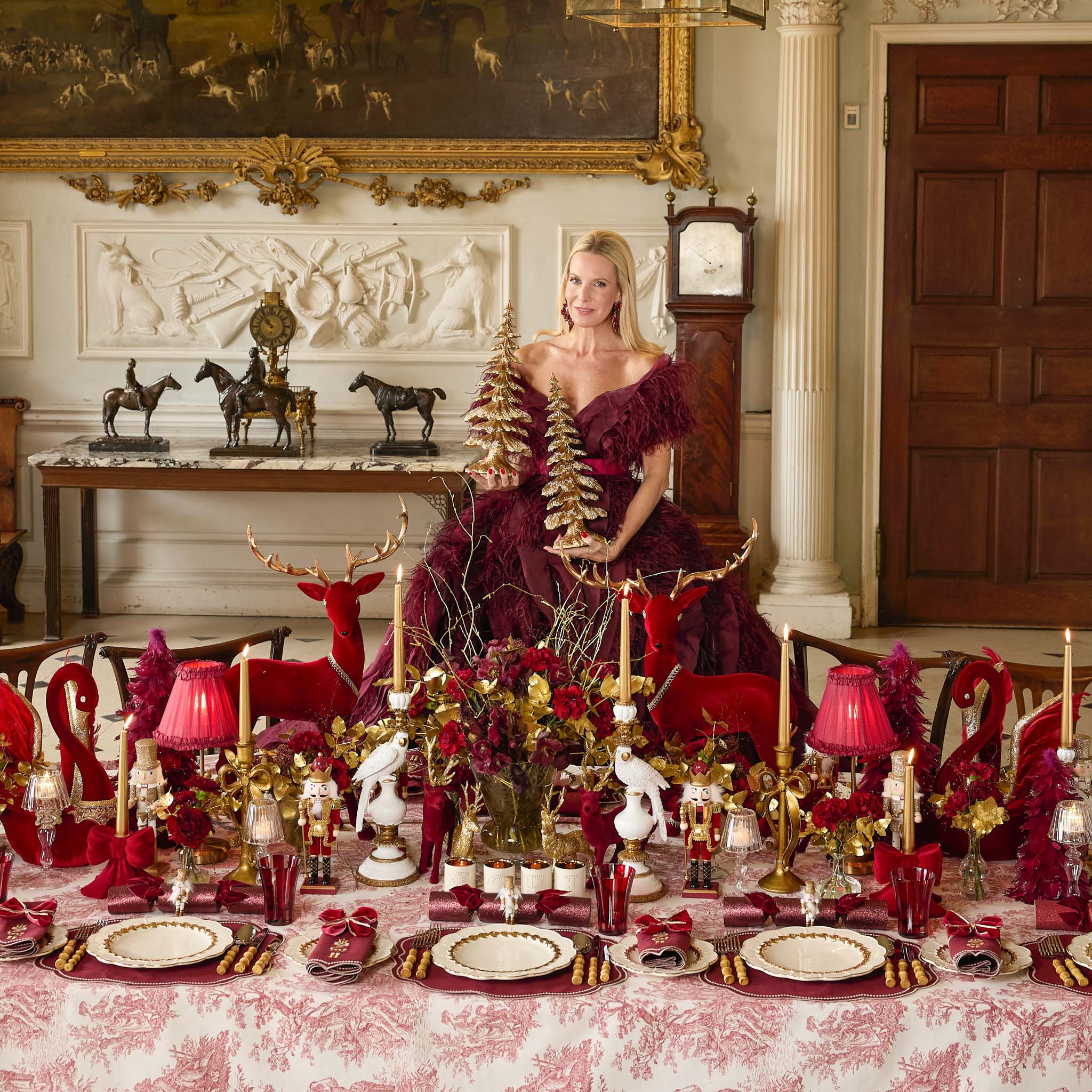 Eloise Burgundy Linen Placemats (Set of 4)