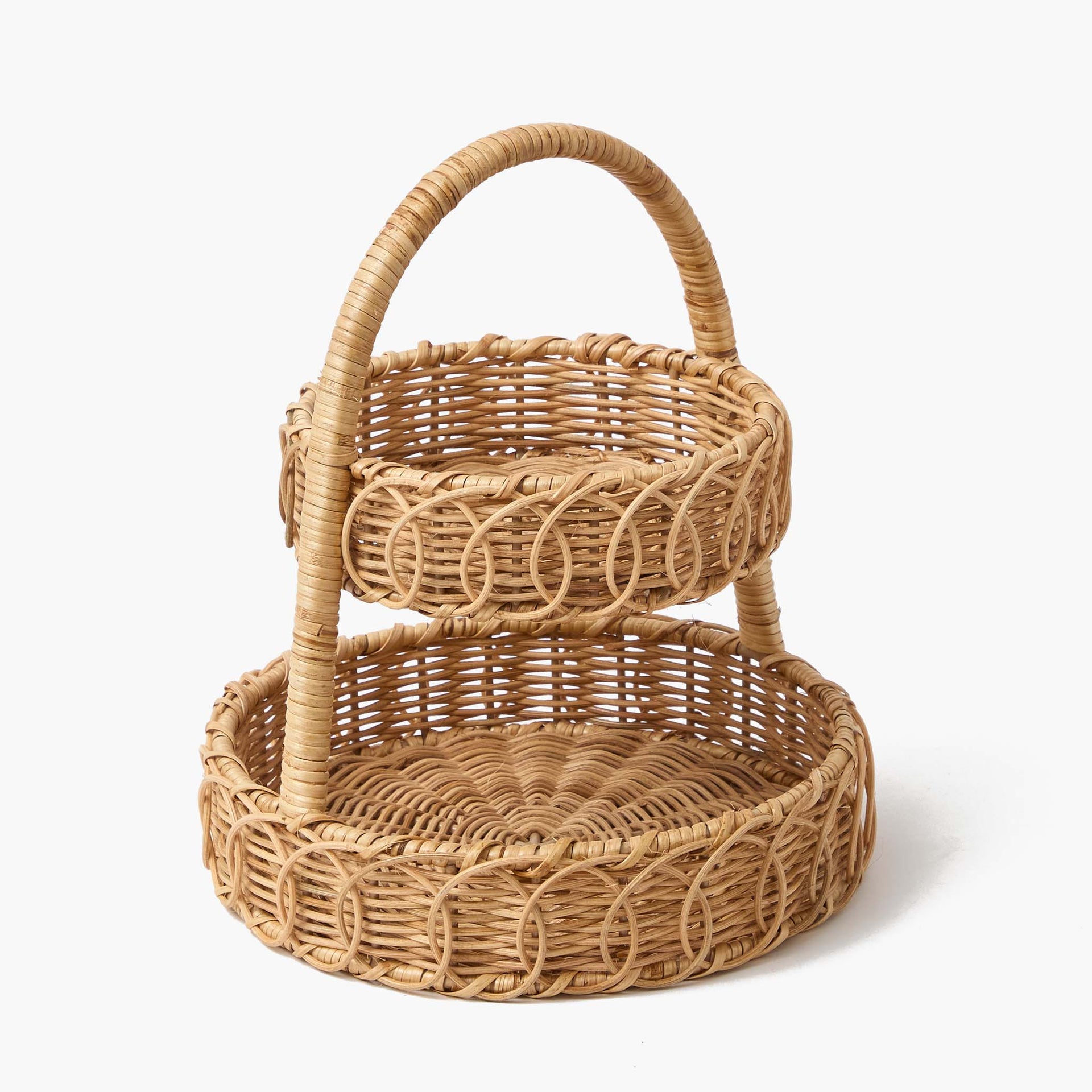 Small Rattan Two Tiered Stand