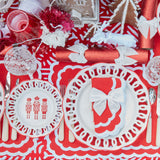 Achieve a polished and sophisticated look with this matching set of red placemats and napkins.