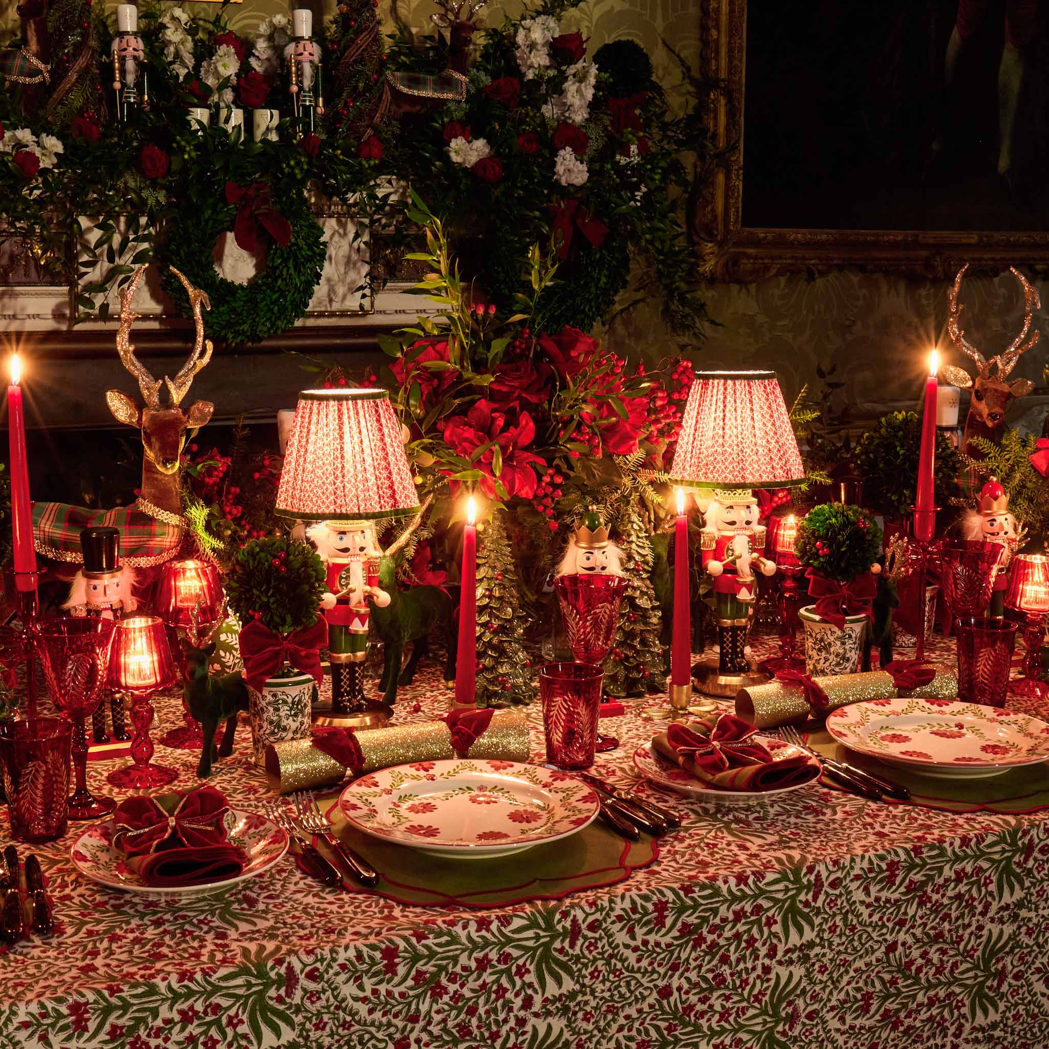 Celine Red Glass Bow Candle Holder (Pair)